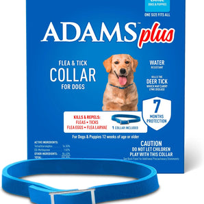 Adams Plus Flea Tick Collar Dogs 7-Month Large Dogs Puppies Kills Fleas Ticks