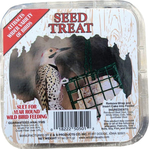 C&S Wild Bird Suet Seed Treat 11 oz & Large Suet Basket Feeder Combo