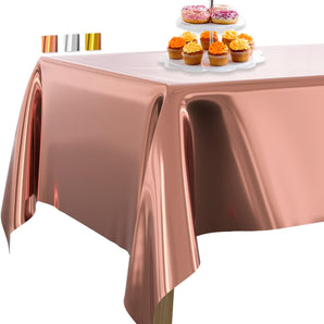 Rose Gold Metallic Disposable Table Cover 54"x108" - Party Wedding Tablecloth