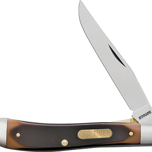 Old Timer Gunstock Trapper 3-7/8" Lockblade Knife Sawcut Handle Pocket Knife