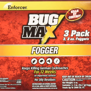 Enforcer 4 Hour Fogger 3 Pack 2 oz Roach Flea Tick Fly Killer Odorless 2000cuft