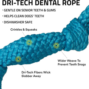 Playology Rope Dog Toy Jumbo Peanut Butter Scent for Large Senior Dogs