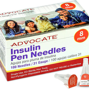 Advocate Insulin Pen Needles 8mm 31 Gauge Box of 100 Needles