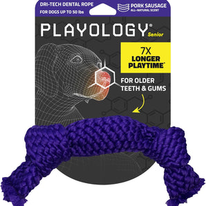 Playology Dri-Tech Pork Sausage Scent Dental Rope Dog Toy, Medium 2-Pack – Wholesale Bundle!