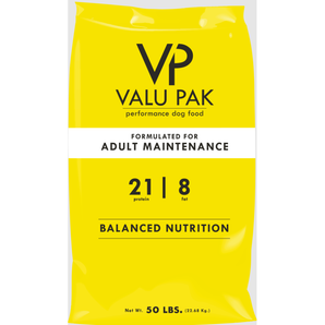 Valu-Pak 21/8 Adult Maintenance Dog Food Yellow Bag 50lbs.