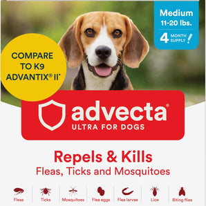 Advecta Ultra Flea Tick Dogs Medium 4 Month Supply Waterproof Topical Kills Fast