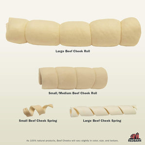 Redbarn All-Natural Large Beef Cheek Rolls for Dogs Grain-Free Chew Treat 3ct