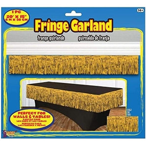 Gold Tinsel Fringe Garland 20"x15" Party Decoration - Indoor/Outdoor Use
