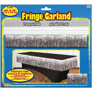 Party Supplies Tinsel Fringe Garland Silver, 20" x 15" 1pc