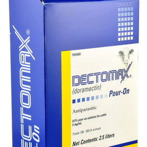 Zoetis Dectomax Cattle Pour-On Dewormer 2.5 Liter Doramectin Controls 33 Parasites