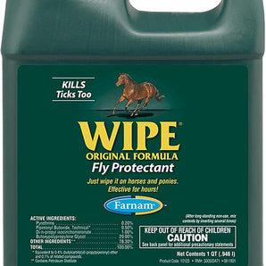 Farnam Wipe Fly Tick Protectant 32 oz. Repels Kills Flies Ticks Horses