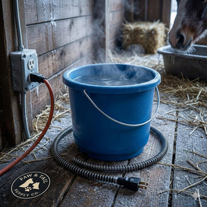 API Livestock Heated Round Water Bucket, 9 Quart 50W Anti-Chew Cord Ice-Free