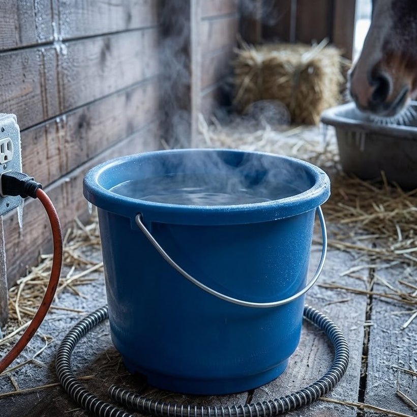Api Producers Bucket API Livestock Heated Round Water Bucket, 9 Quart 50W Anti-Chew Cord Ic ...