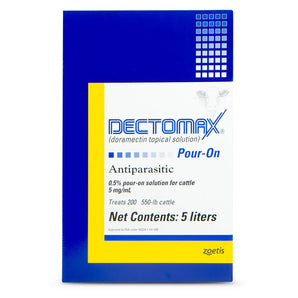 Zoetis Dectomax Cattle Pour-On Dewormer 5 Liter Doramectin Controls 33 Parasites