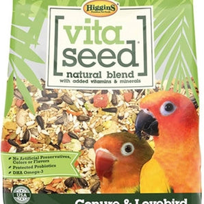 Higgins Vita Seed Conure & Lovebird Food 2.5 lb Premium Seed Blend Probiotics DHA