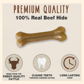 Cadet Pressed Rawhide Bones 6.5" Dog Chews Long Lasting Beef Hide 12 Pack