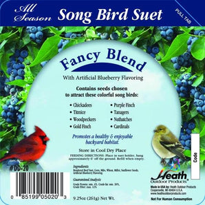 Heath Outdoor Fancy Blend Bird Suet Cake 9.27oz & Large Suet Basket Combo