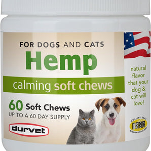 Durvet Hemp Calming Soft Chews for Dogs & Cats Grain Free 60 Count