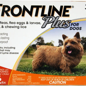 Frontline Plus Dogs Flea Tick Treatment Kills Eggs & Larvae 5-22 lbs 3 Pack