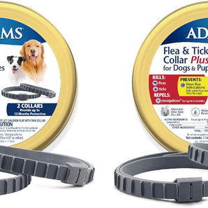 Adams Plus Flea Tick Collar Dogs Puppies 6-Month Water-Resistant Adjustable 2PCK