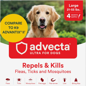Advecta Ultra Flea Tick Large Dogs 4 Month Supply Waterproof Topical Fast Acting