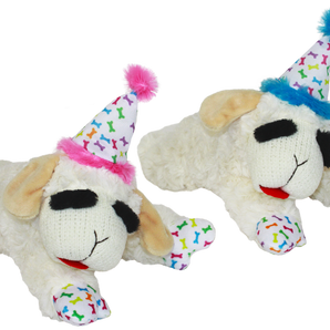 Multipet Lamb Chop® with Birthday Hat Assorted Colors 10.5"