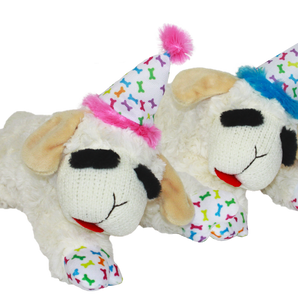 Multipet Lamb Chop® with Birthday Hat Assorted Colors 10.5"