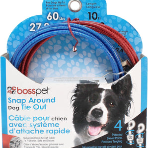 Boss Pet Snap Around Tree Tie Out Cable 10ft For Dogs Up to 60 lb