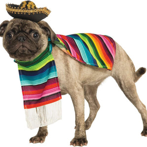 Rubie's Pet Costume Mexican Serape and Hat Large Rainbow Poncho Sombrero Fun Outfit