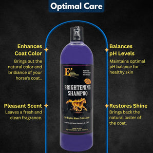 E3 Elite Brightening Horse Shampoo 32oz. Deep Cleansing & Coat Enhancer