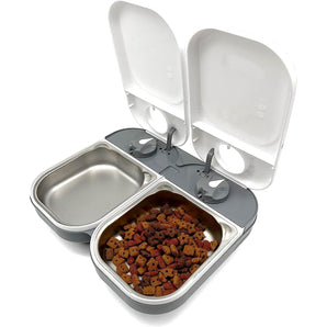 Closer Pets Two-Meal Automatic Pet Feeder with Stainless Steel Bowl Inserts, C200