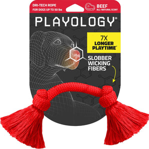 Playology Dri-Tech Rope Dog Toy Beef Scent, Medium Aggressive Chewers 10-Pack – Wholesale Bundle!