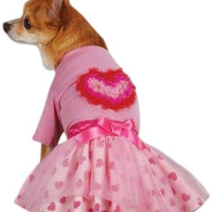 East Side Collection Chiffon Heart Set Small/Medium Dog Pink Shirt Skirt Costume Outfit
