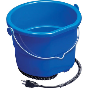 API Heated Flat Back Bucket 10 Quart Blue No-Freeze Water Pail Anti-Chew Cord