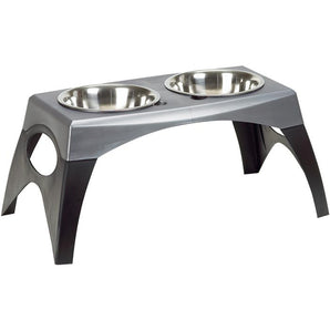 Bergan Elevated Pet Feeder Large Stainless Steel Double Bowls Adjustable Legs