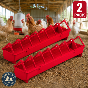 Little Giant Plastic Poultry Trough Feeder Heavy Duty Wide Spacing 20-Inch 2-Pack