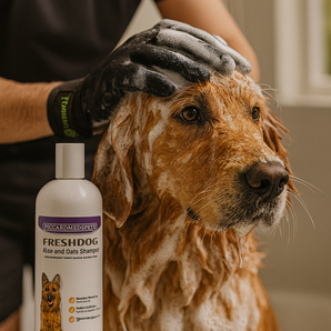 Piccardmeds4pets Aloe Oats Dog Shampoo 16oz + HandsOn Grooming Gloves Small Complete Kit