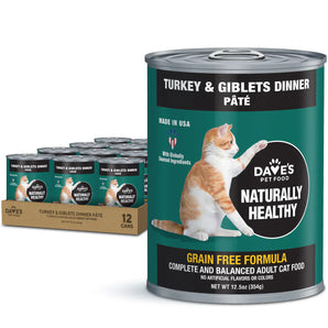 Chicken Wet Food Cat Dave's Naturally Healthy Turkey & Giblets Dinner Paté (12.5oz)