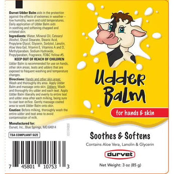 Durvet Udder Balm for Hand & Skin 3oz. Soothe Irritated Skin Durvet