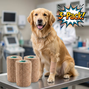Wrap-It-Up 4" Self Cohesive Flexible Bandages Pets Animals & Humans 3-Pack Tan
