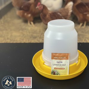 Little Giant 1 Gal Poultry Nesting Jug Yellow Waterer Set + Layer Boost Bundle