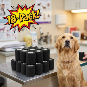 Wrap-It-Up 4" Self Cohesive Flexible Bandages Pets Animals & Humans 18-Pack Black