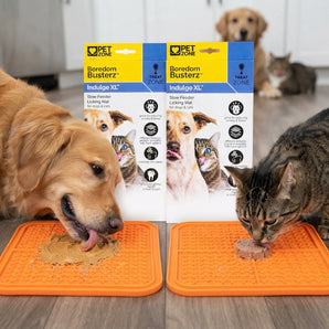 Pet Zone Boredom Busterz Indulge Licking Mat XL Orange for Dogs & Cats 2-Pack