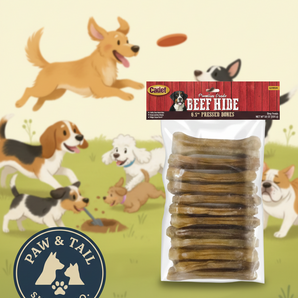 Cadet Pressed Rawhide Bones 6.5" Dog Chews 12 Pack Long Lasting Beef Hide