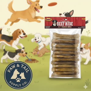 Cadet Pressed Rawhide Bones 6.5" Dog Chews Long Lasting Beef Hide 12 Pack