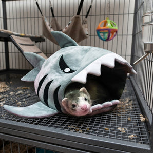 Marshall Ferret Shark Hide-N-Play Plush Burrow & Snuggle Toy Gray 2-Pack