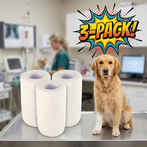 Wrap-It-Up 4" Self Cohesive Flexible Bandages Pets Animals & Humans 3-Pack White