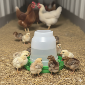 Little Giant 1-Gallon Plastic Nesting-Style Poultry Waterer Base and Water Jug Jar, Lime Green