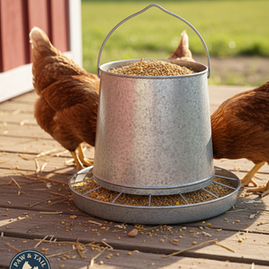 Miller Galvanized Hanging Chicken Feeder 12 lb Metal Poultry Feed Dispenser 2-Pack