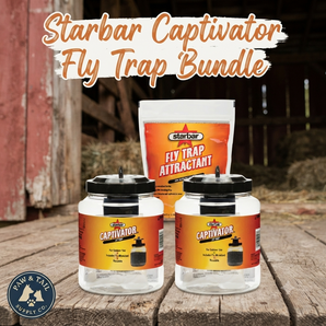 Starbar Captivator Fly Trap Bundle – 2 Reusable Fly Traps + 8 Attractant Refill Pouches (10 Total Uses)